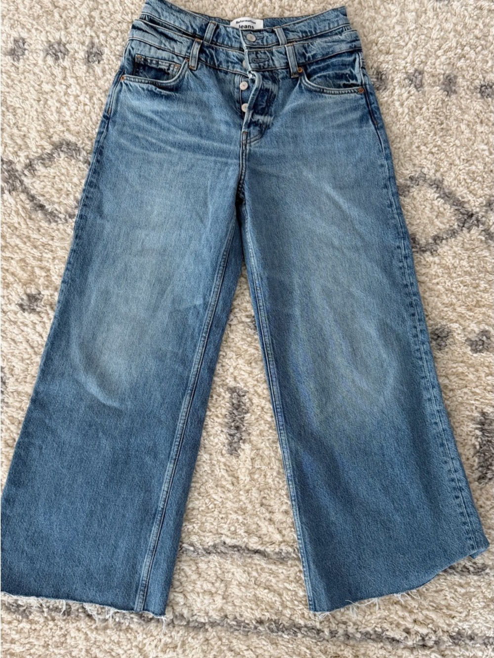 Reformation Cary Double Waistband High Rise
Slouchy Wide Leg Jeans  26